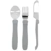 Image de Twistshake Couverts Bébé 12m+ en Acier Inoxydable   Cuillère + Fourchette + Couteau, Lot de 3   Set Sevrage Sans BPA   Accessoire Repas Enfant   Gris