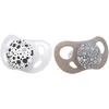 Image de Baby Pacifier - 2 Pack | Orthodontic Shape | Ultra Light | Soft Silicone Teat | BPA-Free | Suitable for Babies Aged 6+ Months | Grey White