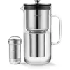 Image de Aarke Purifier, carafe filtrante 1,2 L / 5 tasses en verre et acier inoxydable   avec un sac de recharge de filtre Pure