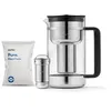 Image de Aarke Purifier Large, carafe filtrante en verre et acier inoxydable, 1,7 L / 7 tasses, avec un sac de recharge de filtre Pure Aarke