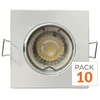 Image de Kit Spot LED GU10 Orientable Carré Blanc avec Ampoule LED 8W - Pack de 10 - Blanc Froid 6000K - 8000K