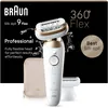 Image de Braun Epilateur Electrique Pour Femmes Silk-épil 9 9-041 3D, Tête Flexible 360°, Etanche, Sans Fil, Kit D’Epilation Avec Tête De Rasoir, Sabot Tondeuse, Rouleaux Massage, Pour Tondre Et Raser