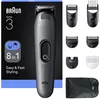 Image de Braun Tondeuse Electrique Homme, Tout-en-Un Series 3 AIO3540, 3-en-1, Grise   Batterie Rechargeable, sans Fil, Sabots et Têtes Lavables, Lame Ultra Affutée, 14 Longueurs, Coffret avec 1 Pochette