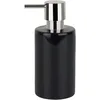 Image de Spirella Distributeur de Savon Liquide  Tube  Céramique Distributeur de Lotion avec doseur en ABS chromé Capacité 300 ML (ØxH): 7 x 16 cm - Noir