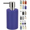 Image de Spirella Distributeur de Savon Liquide  Tube  Céramique Distributeur de Lotion avec doseur en ABS chromé Capacité 300 ML (ØxH): 7 x 16 cm - Bleu