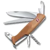 Image de Victorinox Ranger Bois 55 Couteau de Poche Suisse, Multitool, 10 Fonctions, Lame Fixe, Tire Bouchon, Bois