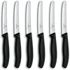 Image de Victorinox Swiss Classic, Couteau à petit déjeuner, Couteau à pain, Lame tranchante, dentelée, 11 cm, Manche plastique, Acier inoxydable, Set 6 Pièces, Noir