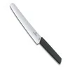 Image de Victorinox Swiss Modern, Couteau à pain et à pâtisserie professionnel, Lame extra-tranchante, Taille ondulée, 22 cm, Acier inoxydable, noir