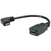 Image de ROLINE Câble USB 3.2 Gen 1 type C coudé à 90° - A, M/F, noir, 0,15 m