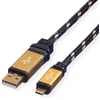 Image de ROLINE GOLD câble USB 2.0 - Type AB mâle - Câble Micro USB - Câble de recharge pour Smartphone et Tablette - 0.8m