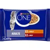 Image de Purina ONE : Sachets Fraicheur pour Chat Adulte - Nourriture Humide pour Chat au Boeuf et au Poulet - Lot de 4 x 85g