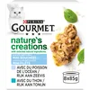 Image de GOURMET Nature's Creations | Adulte Chat | Mini Bouchées | Poisson de l'Océan Garniture Épinards & Riz, Thon Garniture Tomates & Riz | 8 x 85 g (Boite) (Lot de 5)