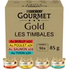 Image de GOURMET | GOLD | Les Timbales | Aliment Complet pour Chat Adulte | Boîtes | Au Boeuf, Poulet, Saumon, Thon | 96x85g