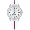 Image de Tommy Hilfiger Montre Fille avec Cadran Argenté, Bracelet en Silicone Blanc, Boîtier Argenté 32mm, Mouvement Quartz 3 Aiguilles, Résistance à l’Eau 3 ATM - 1720014