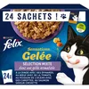 Image de FELIX | SENSATIONS | Chat Adulte | Selection Mixte en Gelée : au Boeuf, Dinde, Poisson de l'Océan, Saumon | Aliment humide 100% complet et équilibré | Sachets Fraîcheurs | Lot de 4 (24 x 85 g)