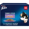 Image de FELIX | Tendres Effilés | En Gelée | Chat Adulte | Recette 100% Complète et Equilibrée | Sélection au Saumon, Poulet, Canard et Cabillaud | Sachets Fraîcheurs | Boîte de 44 x 85g