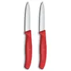 Image de Victorinox Swiss Classic, Set de couteaux à éplucher et à légumes, 2 pièces, Lame extra-tranchante, Aiguisage droit pour des coupes précises, 8 cm, Acier inoxydable, Rouge