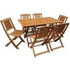 Image de Table et chaises de jardin en bois exotique "Hongkong" - Table pliante + 6 chaises pliantes
