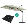 Image de Parasol jardin déporté Alu "Sun 4 " - Rectangle - 3 x 4 m - Ecru - Dalles à lester incluses