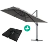 Image de Parasol jardin déporté Alu "Sun 4 " - Rectangle - 3 x 4 m - Gris - Dalles à lester incluses