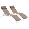 Image de Bain de soleil en aluminium "Beauty" - Phoenix - Taupe - Lot de 2