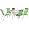 Image de Table et chaises de jardin en textilène "Cordoba" - Phoenix - 6 places - Vert