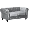 Image de Canapé fixe Chesterfield Velours "Aliza" - 157 x 82 x 70 cm - 2 places - Gris