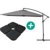 Image de Parasol jardin déporté Alu "Ilios 3" - Carré - 3 x 3 m - Gris - Dalles incluses