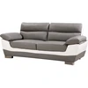 Image de Canapé fixe en cuir reconstitué et PVC " Dallas" - 210 x 88 x 90 cm - 3 places - Gris/Blanc