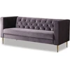 Image de Canapé fixe en velours "Bruce" - 196 x 76 x 82 cm - 3 places - Gris