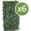 Image de Lot de 6 Clôtures en treillis de saule "Fragon" - 200 x 100 cm - Vert