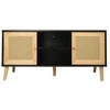 Image de Meuble TV scandinave en cannage "Iguane" - 120 x 30 x 56.5 cm - Noir