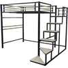 Image de Lit mezzanine en métal avec escalier "LENA" - 140 x 190 cm - Noir