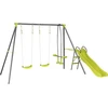 Image de Portique en métal avec toboggan "Enzo II " - 4 agrès - Vert