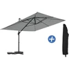 Image de Parasol jardin déporté en aluminium "Sky 4" - 3 x 4 m - Gris - Avec Housse