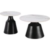 Image de Lot de 2 tables basses gigognes en céramique "Vulca" - 70 x 70 x 43 cm - Blanc