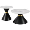 Image de Lot de 2 tables basses gigognes en céramique "Lune" - 70 x 70 x 42 cm - Gris/Blanc