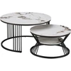 Image de Lot de 2 tables basses gigognes en céramique "Ombre" - 80 x 80 x 45 cm - Blanc