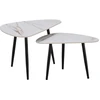 Image de Lot de 2 tables basses gigognes en céramique "Terra" - 49 x 79 x 56 cm - Blanc