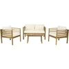 Image de Salon de jardin en bois avec coussins inclus "Beckham" - 4 places - Beige