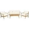 Image de Salon de jardin en bois d'acacia avec coussins "Chilwell" - 5 places - Beige