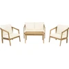 Image de Salon de jardin en bois d'acacia avec coussins "Presley" - 4 places - Beige