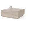 Image de Table basse en bois "Lizbon" - 90 x 90 x 35 cm - Travertin