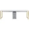 Image de Bureau en bois "Twin Study Desk" - 240 x 60 x 74 cm - Or blanc