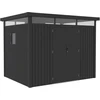 Image de Abri de jardin métal premium avec toit plat et porte battante "Lexinton" - 6,76 m² - Gris