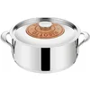 Image de Lagostina Emozione Risottiera + Couvercle avec Insert en Bois de Cerisier Ø 24 cm, Faitout Induction et Gaz en Acier Inoxydable 18/10 et Bois, Fond Lagotherm Triple Couche et Larges Poignées Soudées