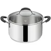 Image de Lagostina Tempra Acier Casserole Fonda et Couvercle, Casserole Ø 18 cm en acier inoxydable 18/10 + Couvercle en verre, avec fond Lagotherm et poignées en silicone