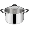 Image de Lagostina Tempra Acier Casserole Fonda et Couvercle, Casserole Ø 26 cm en acier inoxydable 18/10 + Couvercle en verre, avec fond Lagotherm et poignées en silicone