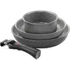 Image de Ballarini Torre Set de Poêles et Casserole, Poêles 24 + 28 cm, Casserole 16 cm, Revêtement Céramique, Optimisé pour l’Induction, Poignée Amovible, Aluminium