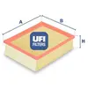 Image de UFI Filters Filtre à air pour PEUGEOT: 206 & CITROËN: Xsara, Xsara Picasso (Ref: 30.116.00)